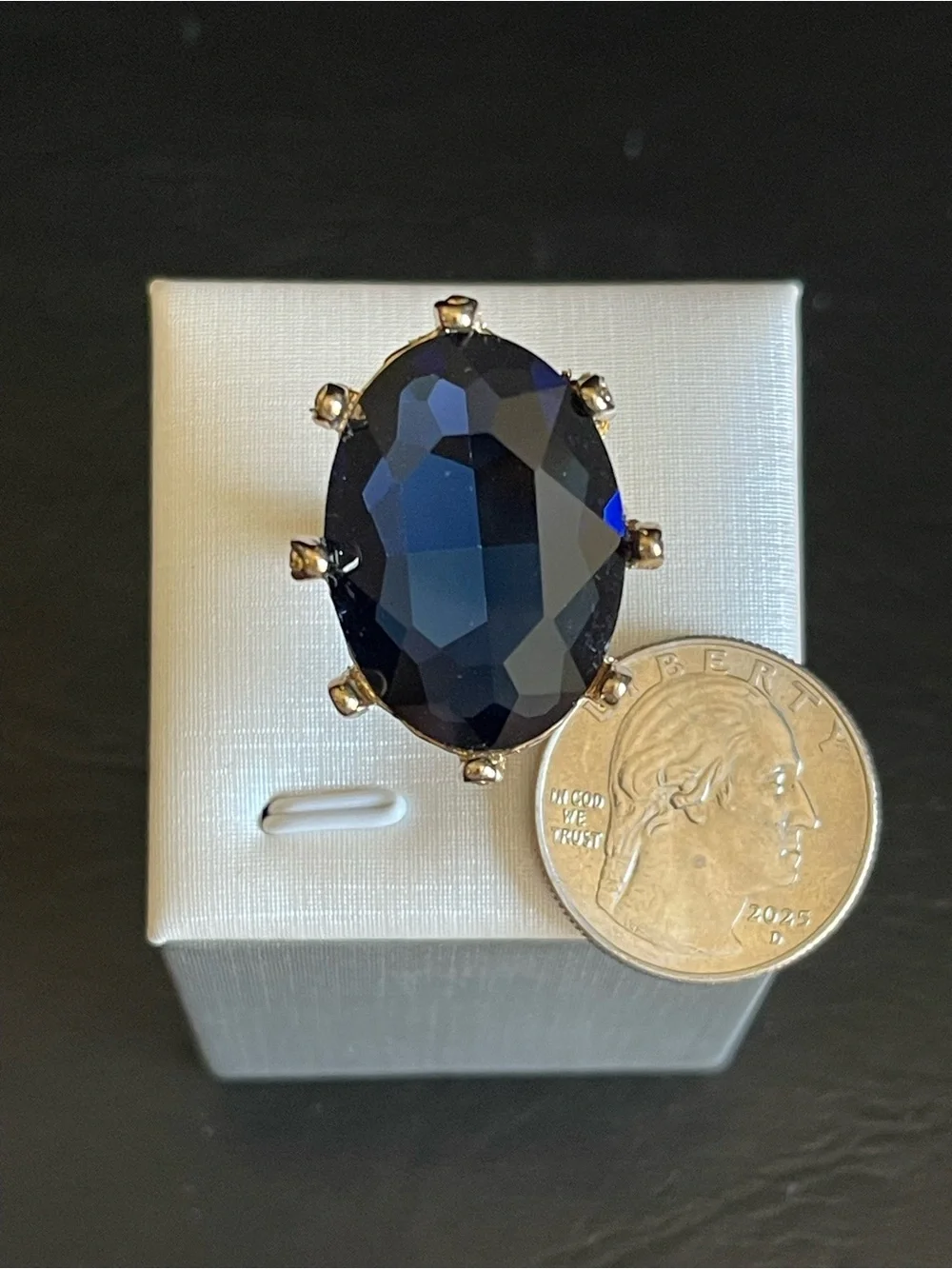 Deep Blue Oval Statement Ring.